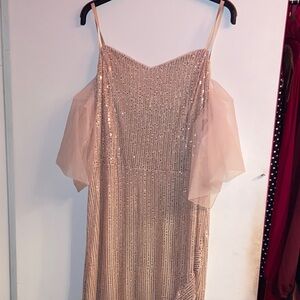 Source Unknown Strapless Sequin Dress in Nude